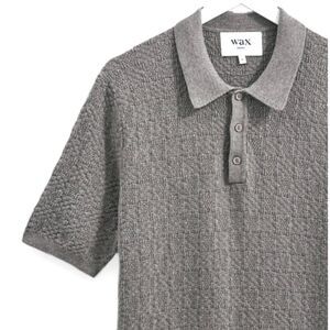 Wax London Naples Textured Knit Polo XL (Fits Large) Cotton Cashmere Sweater